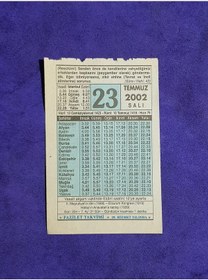 Resim 23 Temmuz 2002 Takvim Yaprağı - Nostalji Koleksiyonluk Takvim Yaprağı 