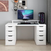 Resim Alen 150 Cm 8 Çekmeceli Çalışma & Oyuncu Masası - Beyaz Beyaz 