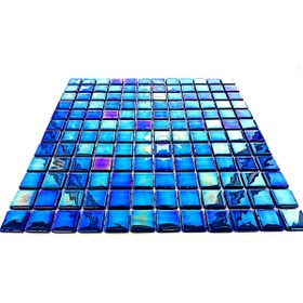 Resim MozaiKristaL Havuz ve tüm yüzeyler için 25x25mm. Lüsterli Mavi, 31,5x31,5cm. Fileli Cam Mozaik. 