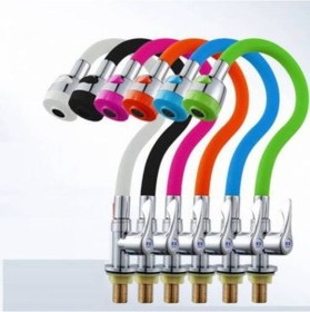 Resim Kubar Ayarlı Oynar Başlıklı Tasarruflu Silikon Musluk Başlığı Siyah 