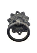 Resim Antika Tarz Dekoratif Pirinç Çiçek Mobilya Kulbu, Kapı Kilit Halkası - 50mm, Oksit 