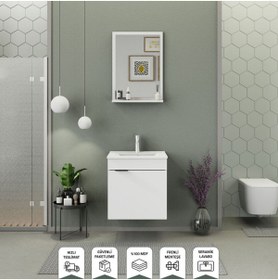 Resim BIANI Fix Arya 55 cm Banyo Dolabı Renk Mat Beyaz 