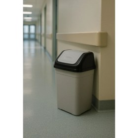 Resim Şık Büyük Boy Gri Çöp Kovası 35 Litre, Masa ve Ofis Kullanımı 
