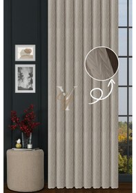 Resim İthal Kadife Fon Perde Plise 01 V-302 Ekru Ekru 