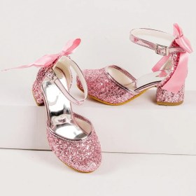 Resim NeSe Shoes Işıltılı ve Fiyonklu Kız Çocuk Topuklu Ayakkabı, Abiye Ayakkabı, Yeni Sezon, Pırıltılı 