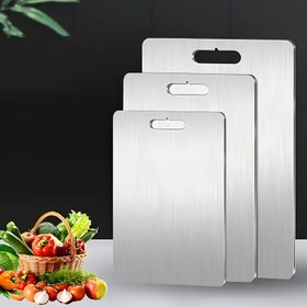 Resim 301 Paslanmaz Çelik Ters Çevrilebilir Kesme Tahtası - Bulaşık Makinesine Uygun Ergonomik Saplı, Pas Dirençli Şarküteri Tahtası, Ev, Kamp ve Hediye İçin (Anneler Günü, Şükran Günü, Paskalya) 