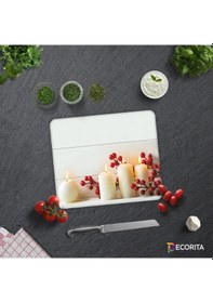 Resim Decorita Cam Kesme Tahtası - Cam Kesme Tablası - Beyaz Mum Desen Çap 32 CM 