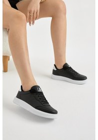 Resim Hafif Faylon Taban Bağcıklı Unisex Siyah Beyaz Günlük Spor Ayakkabı Tbprf015 Siyah Beyaz 