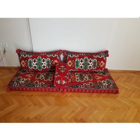 Resim Coton Şark Köşesi Otantik Desenli Minder Takımı Kırmızı 