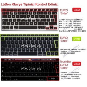 Resim Macbook Pro Klavye Koruyucu 13Inc A1708 12Inc A1534 Türkçe Baskı Şeffaf 