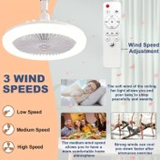 Resim 25,4 cm 360 Derece Dönebilen Akıllı Tavan Vantilatörü ve Aroma Diffüzörü, Uzaktan Kumandalı, 3 Fan Hızı ve 3 Ayarlanabilir Işık Rengi (3000K-6500K) Karartma, E26/E27 Bağlantı Yeri ile Yatak Odası, Mutfak, Oturma Odası, Ofis için Serinletici Konfor 