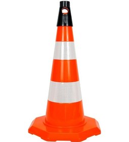 Resim İleri Trafik Pvc Trafik Konisi 52 CM Çift Reflektifli Trafik Dubası 