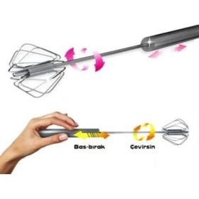 Resim Practika Bas Çek Mikser 30 cm Çelik El Mikseri Pratik Kullanım Için Ergonomik Tasarım 