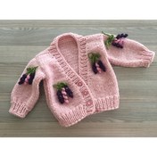 Resim Handmadee Bebek Hırkası Hediyelik El Örgüsü Çiçekli Hırka 