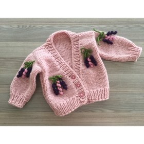 Resim Handmadee Bebek Hırkası Hediyelik El Örgüsü Çiçekli Hırka 