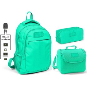 Resim Yaygan Coral High Kız Çocuk Su Yeşili 3'lü Çanta Takımı - Usb Soketli 