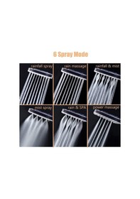 Resim Pazly Yüksek Basınçlı 6 Ayarlı Yağmur Sprey Modlu Krom El Duş Başlığı G1/2 