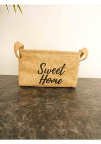 Resim Bitki Tasarımı Sweet Home Jüt Hasır Ev Düzenleyici Mutfak Banyo Salon Sepeti Katlanır Sıvı Korumalı Küçük 