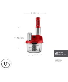 Resim Karaca Mastermaid Prosteel Cam Mutfak Robotu Uzun Blender Ayaklı 6 Bıçaklı 2500 W Imperial Red 