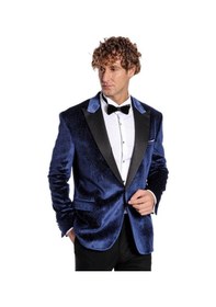 Resim Wessi Simli Slim Fit Kadife Erkek Smokin Ceket -Lacivert 