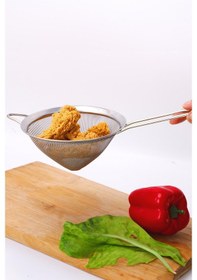 Resim Saplı Tel Süzgeç 10 Cm Paslanmaz Çelik Konik Mutfak Süzgeci Çelik 