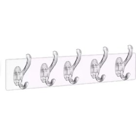 Resim Balsa 5'li Şeffaf Plastik Duvar Askısı Banyo Mutfak Düzenleyici Askılık 