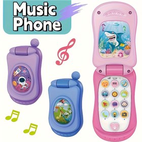 Resim Eğlenceli Karikatür Müzik Flip Telefon Oyuncak, Büyük Flip Telefon Tasarımı ile Dönen Çok Fonksiyonlu Işık ve Ses Oyuncak, 3 Renk Seçeneği ile Mevcut! Erkekler ve Kızlar Bu Noel Hediyesini, Yeni Yıl Hediyesini Sevecekler - Üç Renk Seçeneği Mevcut 