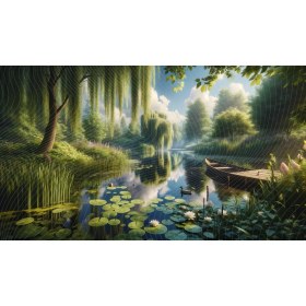 Resim Venspor Doğal Göl ve Salkım Söğütler Arkaplan 200 x 150 cm Fon Duvar Örtüsü 
