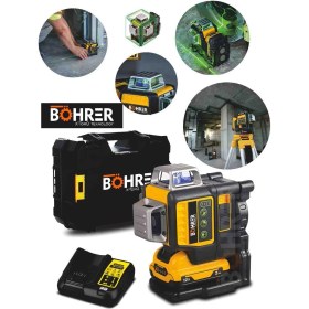 Resim Böhrer Yeşil Işık Profesyonel Çift Akülü , 12 Satır 360 Derece 4 Köşe Lazer Hizalama Makinesi 