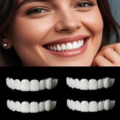 Resim 4 adet Rahat Esnek Beyaz Diş Takıları ile Üst ve Alt Diş Aksesuarları - Erkekler ve Kadınlar için Doğal Görünümlü Plastik Diş Takıları, Temizlemesi ve Bakımı Kolay, Diş Prostetikleri, Rahat Diş Takıları, Gerçekçi Diş Tasarımı, Dayanıklı Diş Takıları 