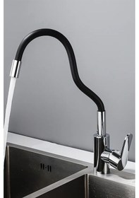 Resim Esnek Bükülebilir Delta Mutfak Eviye Bataryası Aç Kapa Delta Kollu Batarya Siyah 