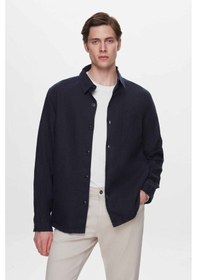Resim Ds Damat Comfort Fit Lacivert Düz %100 Keten Gömlek Ceket 2hc04s2194850 Lacivert 