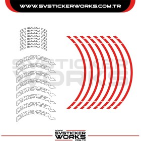 Resim Sv Sticker Works Bajaj NS200 Sticker Jant Iç Yazı ve Dış Şerit 24'lü Set Sticker Etiket 