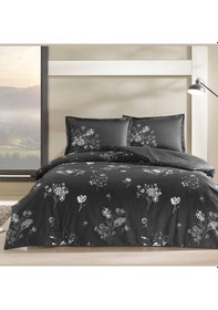 Resim Taç Pamuk Saten Nevresim Takımı Roxane Siyah Çift Kişilik 