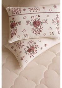 Resim Rosina 2 Li Mor Desenli Pamuklu Kumaş Fermuarlı Yastık Kılıfı Antrasit 