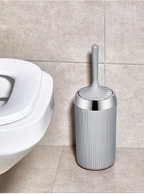 Resim Mapple Home Silikon Tuvalet Fırçası Krom Kaplama Akıllı Kapak Soft Toilet Brush Gri 