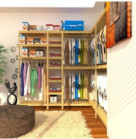 Resim Cabide - L Açık Ahşap Gardırop 