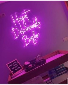 Resim Hayat Dokunmakla Başlar Yazılı Neon Led Işık Pembe 40x40 cm, 63937 