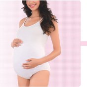 Resim imer Kadın Beyaz İp Askılı Hamile Çıtçıtlı Body 9253 