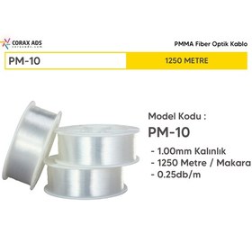 Resim 1mm 1250 METRE PMMA UÇTAN IŞIMA FİBER OPTİK AYDINLATMA KABLOSU 