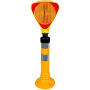 Resim İleri Trafik Solar Üçgen Flaşörlü Delinatör Seti Sarı 