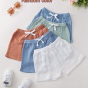Resim Mini Yumurta Erkek Çocuk Kısa 3-Lü Paket - Rahat Yaz Katı Renk, Dokuma %100 Pamuk, Esnek Olmayan, Normal Uygunluk, Şerit Detayı ile Rahat Bebek Pantolon, Dış Mekan için Erkek Çocuklar İçin 