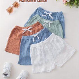 Resim Mini Yumurta Erkek Çocuk Kısa 3-Lü Paket - Rahat Yaz Katı Renk, Dokuma %100 Pamuk, Esnek Olmayan, Normal Uygunluk, Şerit Detayı ile Rahat Bebek Pantolon, Dış Mekan için Erkek Çocuklar İçin 