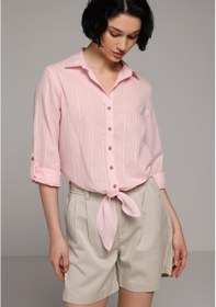 Resim Colin's Colins Fashion Fit Shirt Neck Düz Kadın Turuncu Roll-up Gömlek Cl1081150 Q1.v1 Psl Somon 