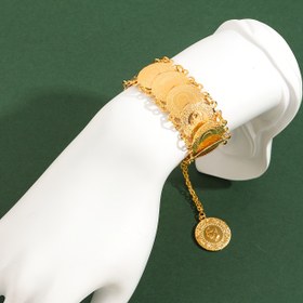 Resim 1 Adet Vintage Etnik 18K Altın Kaplama Boncuklu ve Daire Kolyeli Bileklik - Kadın Takısı, Düğünler için Orta Doğu Esintili Tasarım 