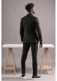 Resim Carutte Slimfit Sivri Yaka Çift Pileli Dokulu Kumaş Kruvaze Takım Elbise 001 