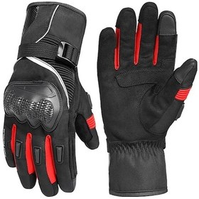 Resim Kış Motosiklet Eldivenleri - Dokunmatik Ekranlı Su Geçirmez Soğuk Hava Korumalı Kırmızı-2xl 