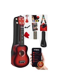 Resim Midex Ukx-500rd Sunburs Efektli Maun Soprano Ukulele Full Set 