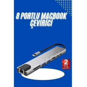 Resim USB Type-C Hub Dönüştürücü Çevirici Çoklayıcı Macbook Çevirici 8 Portlu 