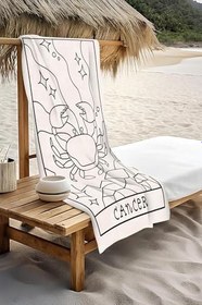 Resim Dijital Baskı Plaj Deniz Havlusu Yengeç Burcu Desenli Peştamal HVL0045 